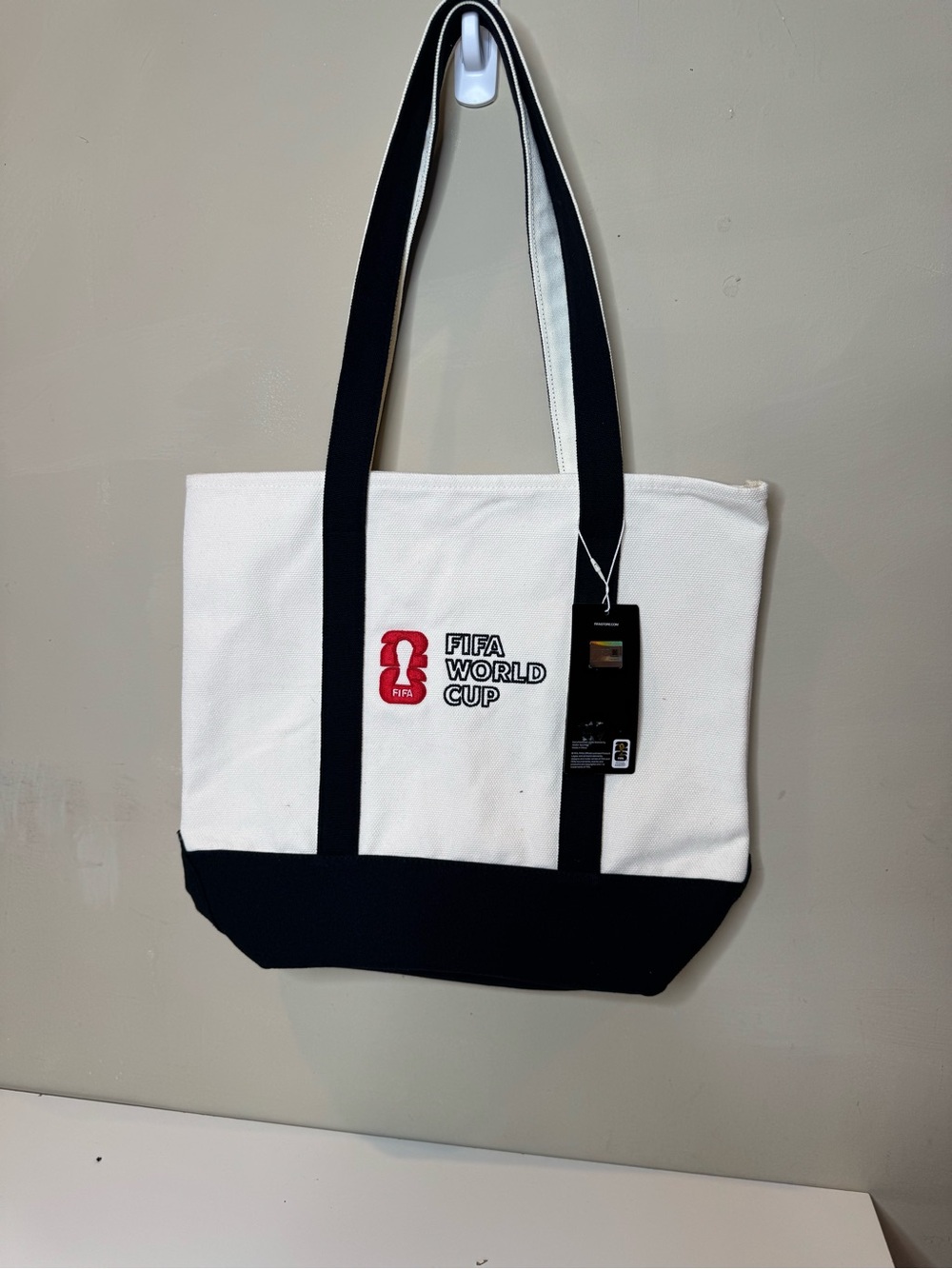 FIFA World Cup Official Licensed Canvas Tote Bag Black & White NWT